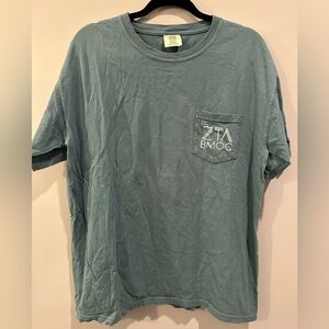 Comfort Colors Zeta Tau Alpha ZTA Big Man On Campus 2016 Size L Green / Blue